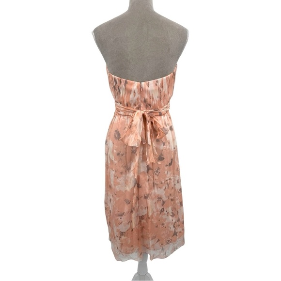 Amsale Silk Strapless Watercolor Dress Size 4 Peach Blush Cocktail Wedding Guest - Picture 5 of 7